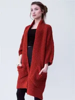 Temperament Commute Cardigan V-neck Sweater Coat - Red