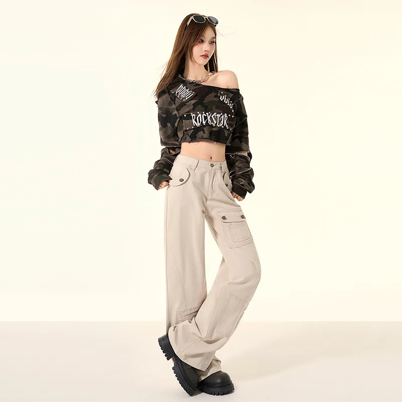 Design Skinny Wide Leg High Waist Jeans - Khaki Lengthened - View 1