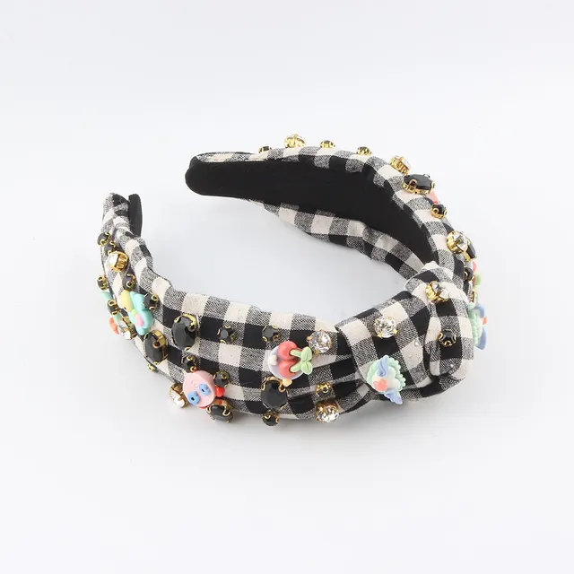 New Fashion European And American Style Green Fabric Knotted Diamond laid Headband G - Shop at LoveMi