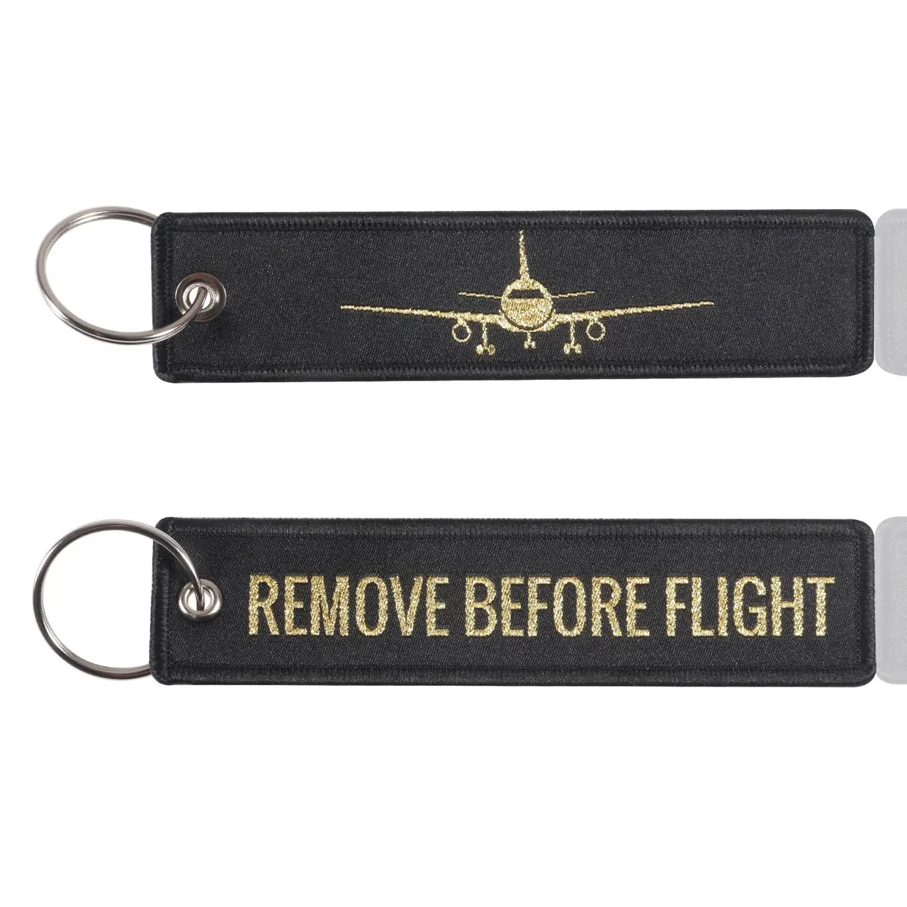 Aviation Gift Keychain Woven Gold Thread - Black