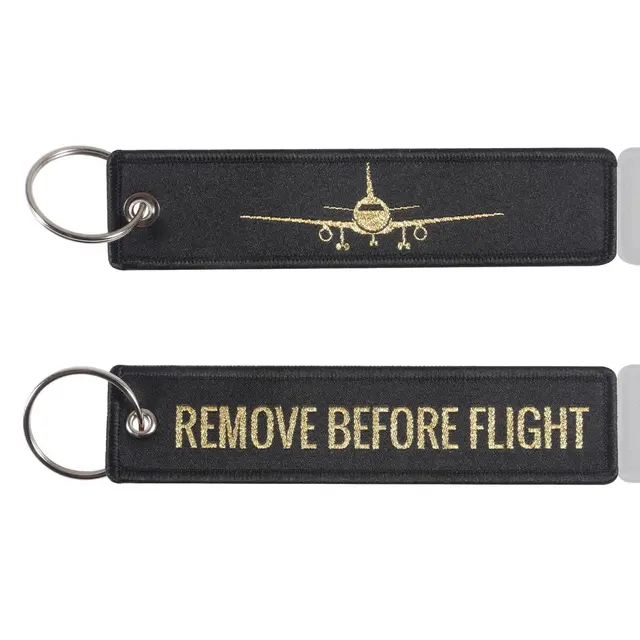 Aviation Gift Keychain Woven Gold Thread Black - Shop at LoveMi