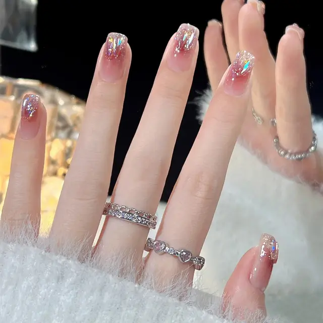Wear Nail Milky White Gradient Crooked Peach Heart Nail Sticker A521 - Shop at LoveMi