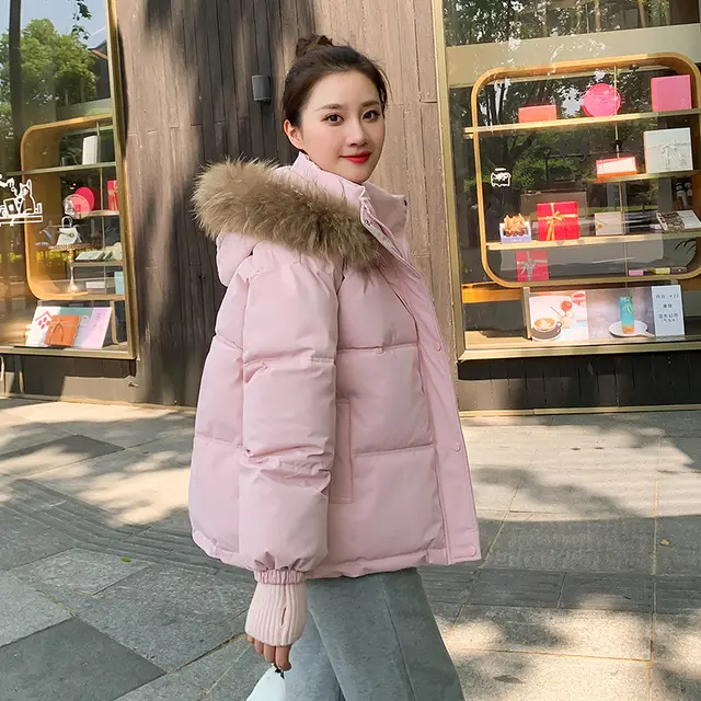 Loose Hooded Gloves Thickened Thermal Quilted Jacket Coat For Women Pink - Shop at LoveMi