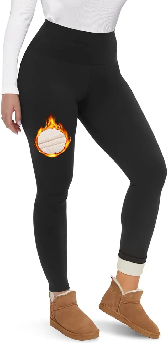 Autumn And Winter Fleece lined Outer Wear High Waist Warm Pants For Women Black - Shop at LoveMi