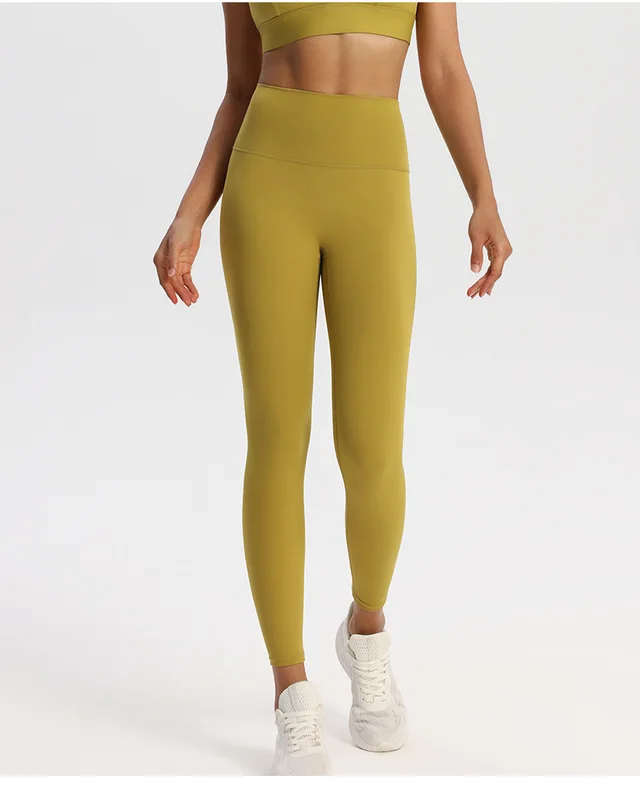 Tight Super Elastic Hip Raise High Waist Slimming Fitness Pants Leaves Yellow - Shop at LoveMi