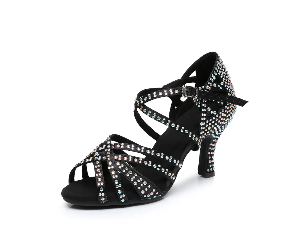 Diamond Latin Dance Shoes Women's Soft Sole Dance Shoes Black - Shop at LoveMi