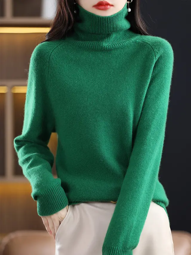Women's Loose Plus Size Thick Long sleeved Sweater Green - Shop at LoveMi