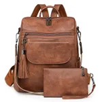 Vintage Leopard Print Fashion Large Capacity Backpack - Brown