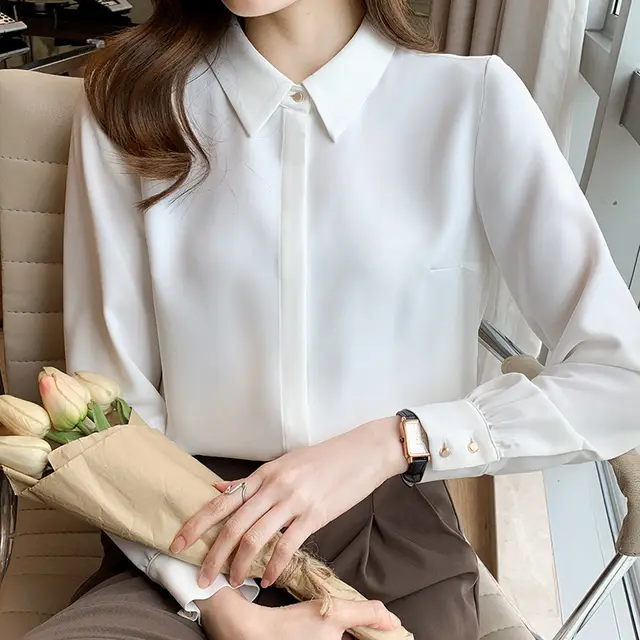 White Shirt Women's Long Sleeve White - Shop at LoveMi
