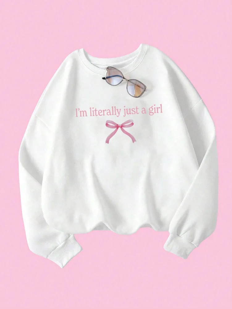 New In Just A Girl Letter Graphic Print Women's Sweatshirts W020201 Pl0731 20 Style - Shop at LoveMi