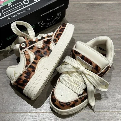 New Female Dopamine Leopard Print Casual Bread Shoes Leopard - Shop at LoveMi