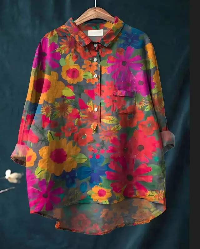 Casual Long Sleeve Shirt Animal Print Hawaiian Long Sleeve Blouse Acs10 - Shop at LoveMi