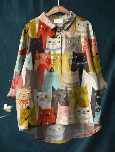 Casual Long Sleeve Shirt Animal Print Hawaiian Long Sleeve Blouse Acs11 S - Shop at LoveMi