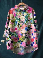 Casual Long Sleeve Shirt Animal Print Hawaiian Long Sleeve Blouse - Acs12