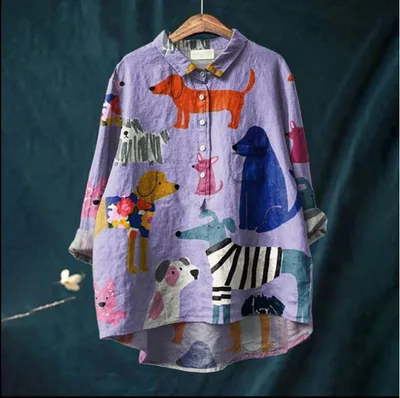 Casual Long Sleeve Shirt Animal Print Hawaiian Long Sleeve Blouse Acs3 M - Shop at LoveMi