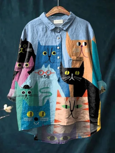 Casual Long Sleeve Shirt Animal Print Hawaiian Long Sleeve Blouse Acs8 4Xl - Shop at LoveMi