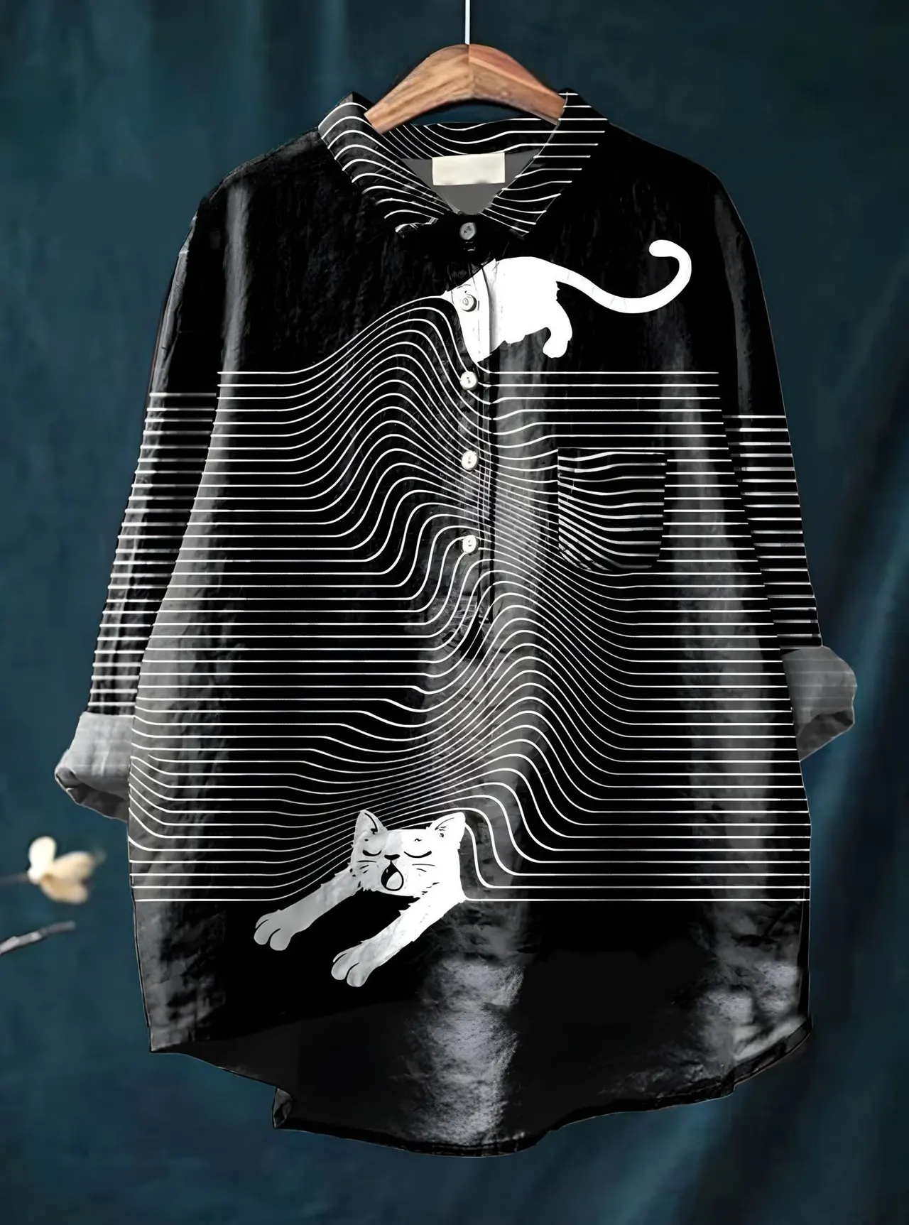 Casual Long Sleeve Shirt Animal Print Hawaiian Long Sleeve Blouse - Acs9