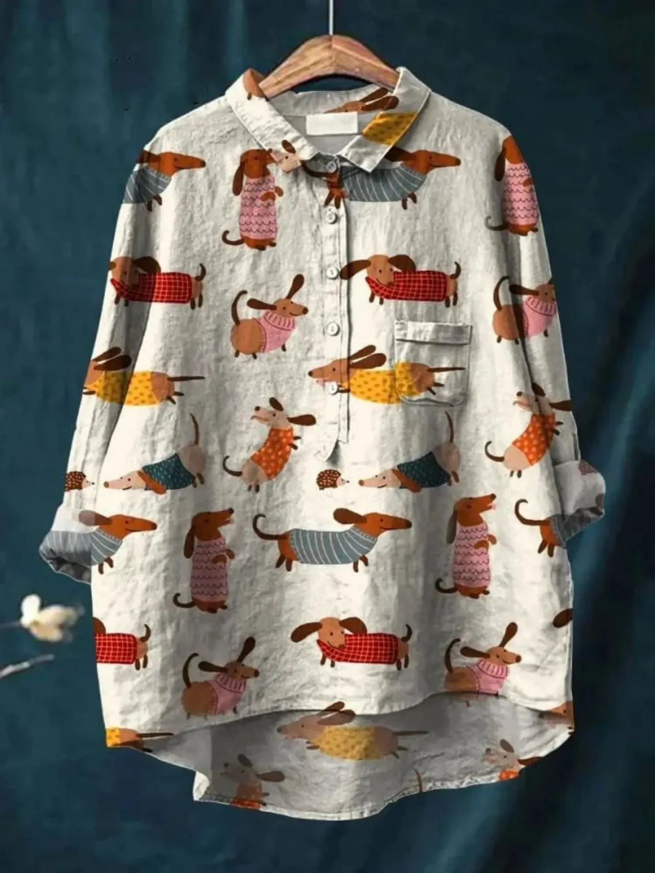 Casual Long Sleeve Shirt Animal Print Hawaiian Long Sleeve Shirt - Sh807037022
