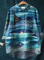 European And American Long Sleeve Shirt 5 Button Cardigan Hawaiian Style Shirt - Jm339-M