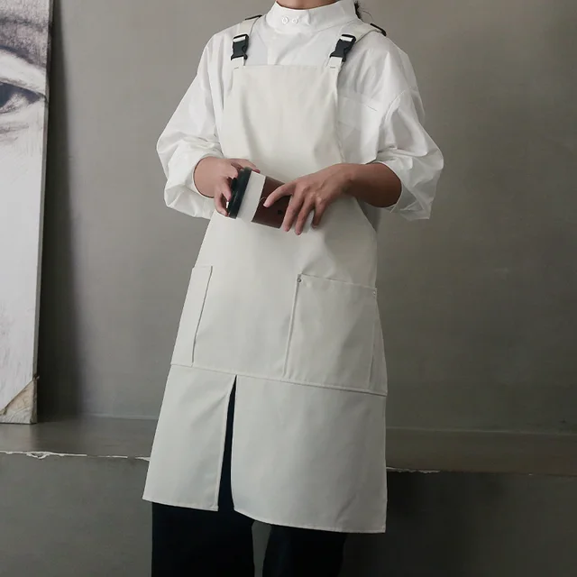 Korean Japanese Waterproof Coffee Restaurant Canvas Apron White - Shop at LoveMi