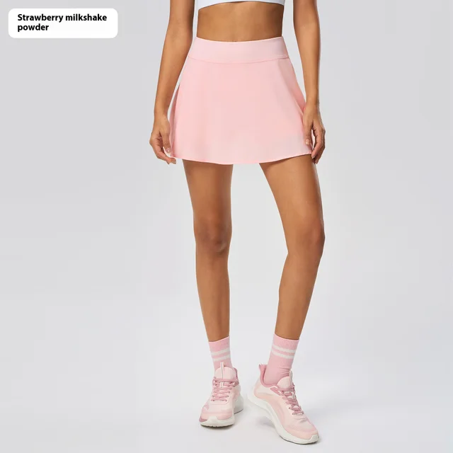 Sports Skirt Cover Thin Band Lining Tennis Skirt Strawberry Milk Shake Powder - Shop at LoveMi