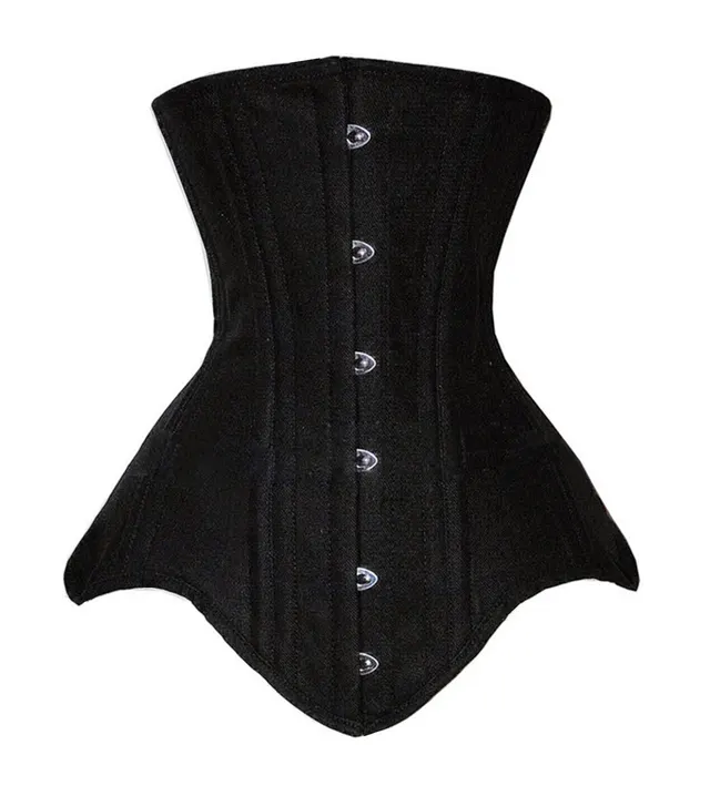 Cotton Double Steel Rib Waist Court Corset Black - Shop at LoveMi