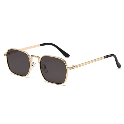 Internet famous Sunglasses Men's And Women's Korean style Square Oval Gold Frame Black And Grey Lens - Shop at LoveMi