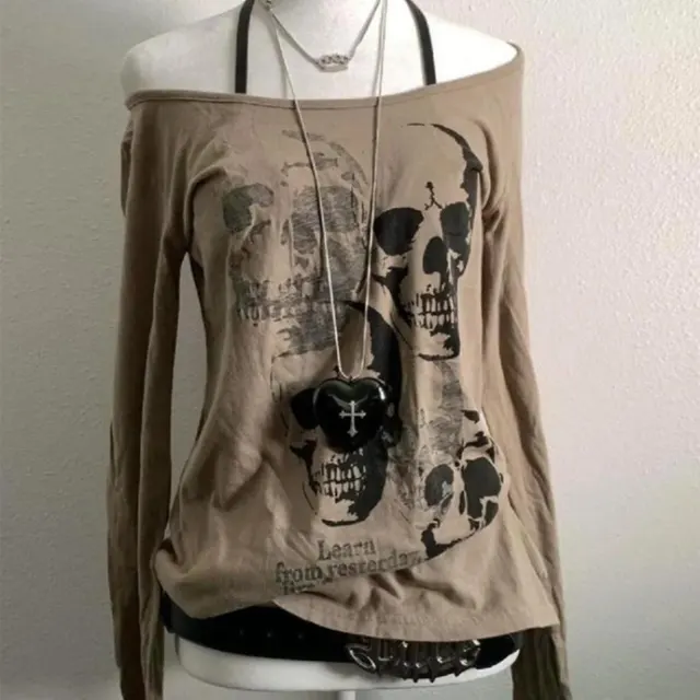 Women's Fashion New Harajuku Punk Top Brown - Shop at LoveMi