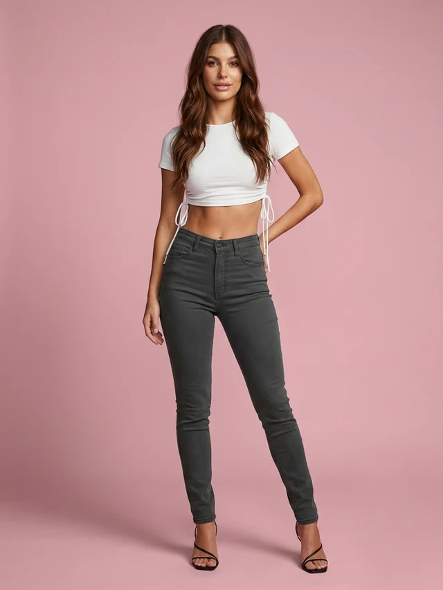 Sexy Peach Hip Skinny Jeans For Women Gray - Shop at LoveMi