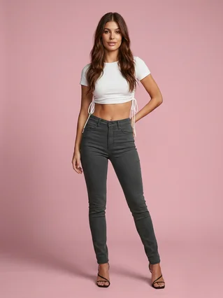 Sexy Peach Hip Skinny Jeans For Women - Gray