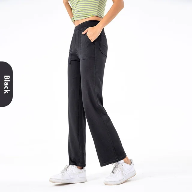 Cargo Jeans Women's Retro High Waist Straight Wide Leg Black - Shop at LoveMi