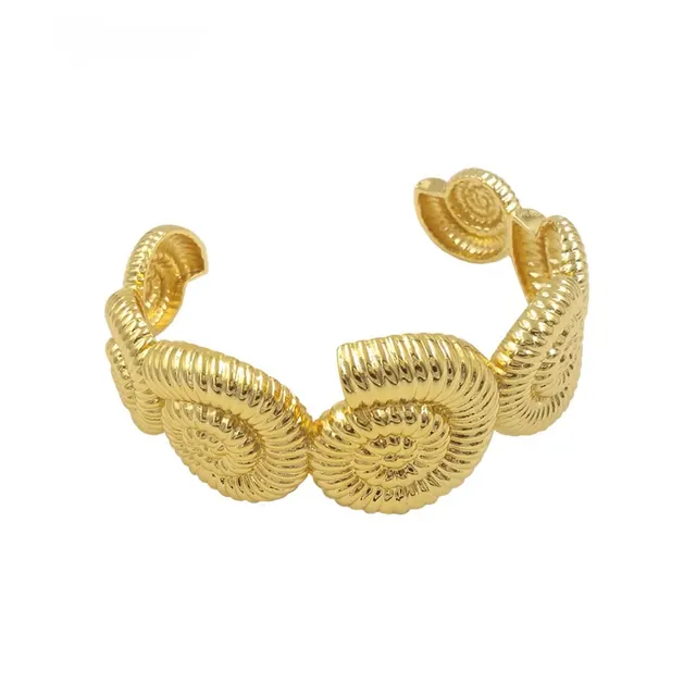 Novel And Unique Snail Shell Shape 18K Gold Plated Brass Silver Open ended Bracelet Gold - Shop at LoveMi