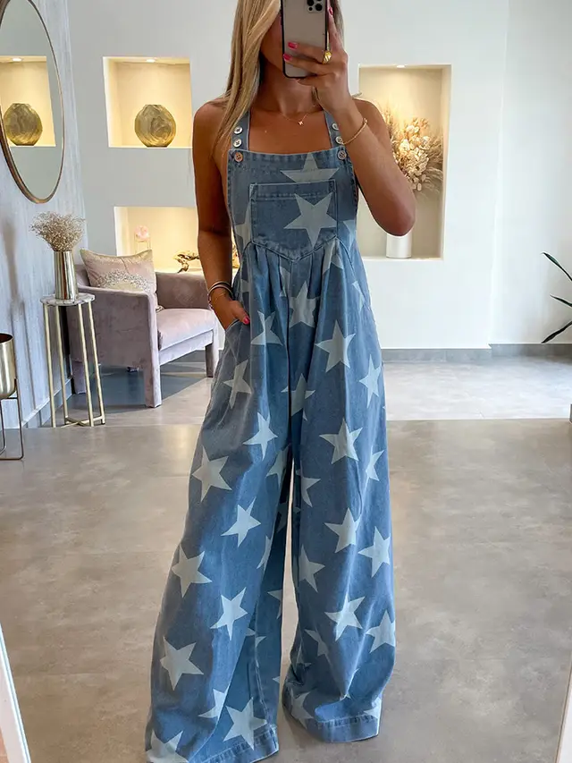 Female Fashion Five pointed Star Printing Romper Lc784770P120 - Shop at LoveMi