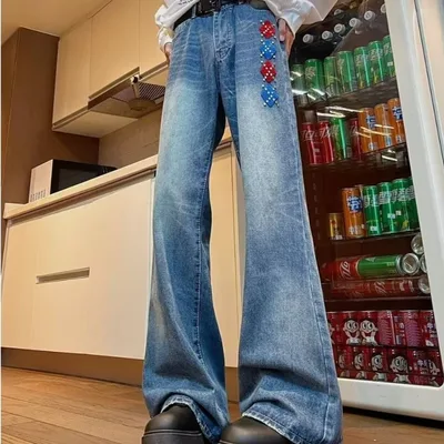 American style Retro Washed Design Towel Embroidered Skinny Jeans For Women Blue - Shop at LoveMi