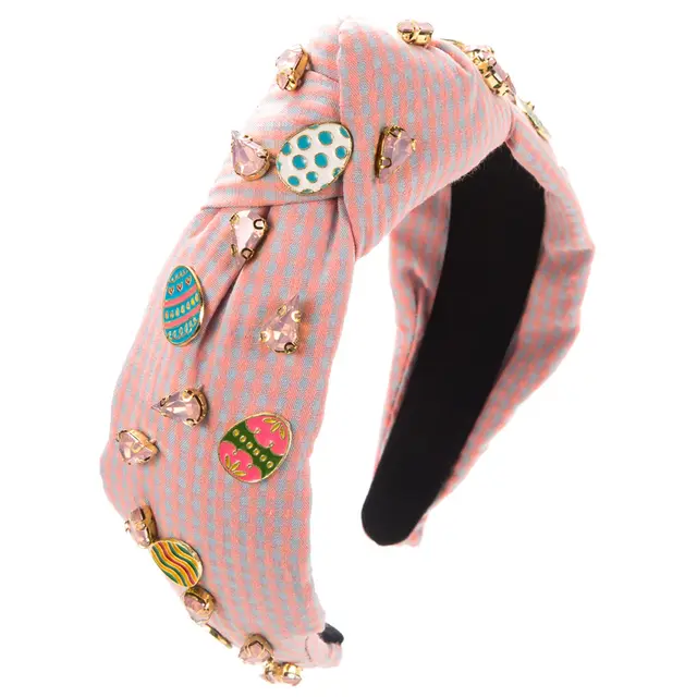 Fashion Plaid Fabric Hand stitched Easter Headband Pure Pink - Shop at LoveMi