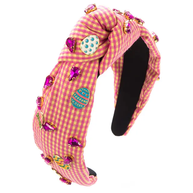 Fashion Plaid Fabric Hand stitched Easter Headband Rose Red - Shop at LoveMi