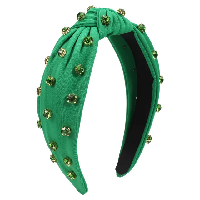 Knotted Irish St Patrick's Day Rhinestone encrusted Headband Model 8 Green Rhinestone - Shop at LoveMi