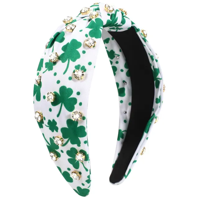 Knotted Irish St Patrick's Day Rhinestone encrusted Headband Style 1 White Rhinestone - Shop at LoveMi