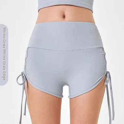 Thin Drawstring Sports Shorts Women's High Elastic Fitness Yoga Shorts Gray - Shop at LoveMi
