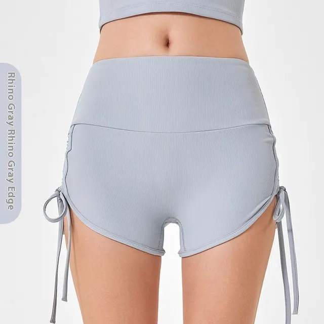 Thin Drawstring Sports Shorts Women's High Elastic Fitness Yoga Shorts Rhino Gray - Shop at LoveMi