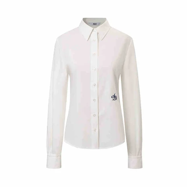 College Style Long Sleeve Shirt Waist tight Simple Top White - Shop at LoveMi