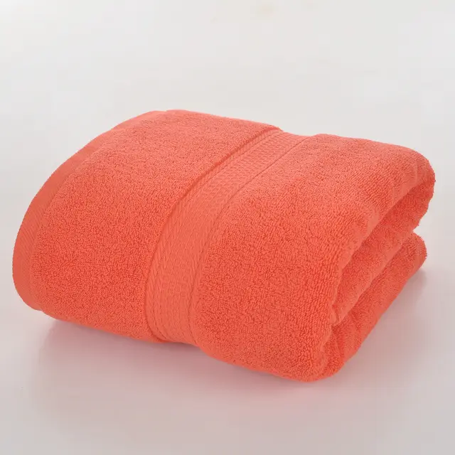 Plain Pure Cotton Bath Towel Household Coral Orange - Shop at LoveMi