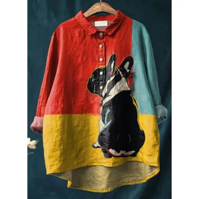 Casual Long Sleeve Shirt Animal Print Zcs63 M - Shop at LoveMi