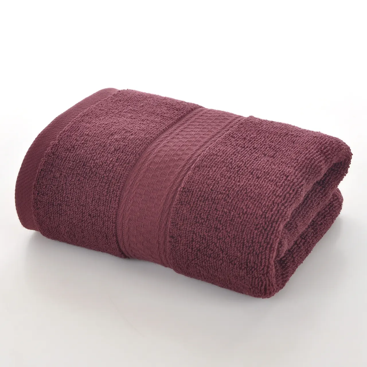Plain Cut-off Cotton Towel Household - Wine Red