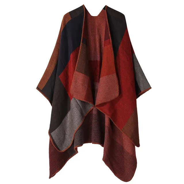 Autumn And Winter Cashmere like Ethnic Shawl Yunnan Tourism Cape Cloak Red - Shop at LoveMi