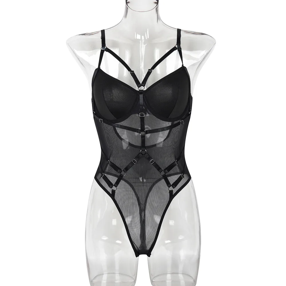 Women's Solid Colour Slimming Patchwork Jumpsuit - Black