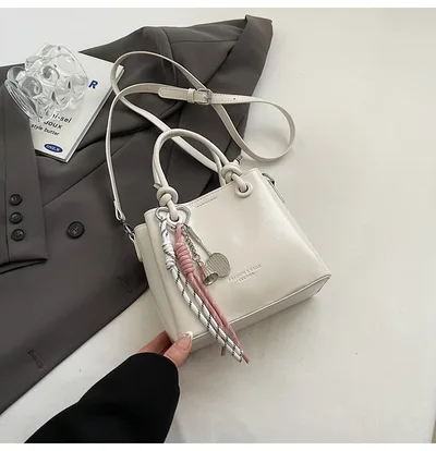 Women's Messenger Bag Fashion Portable One shoulder Bucket Bag White - Shop at LoveMi
