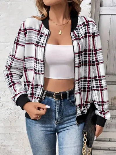 Fashionable All matching Women's Retro Plaid Coat G114Z123 3Xl - Shop at LoveMi