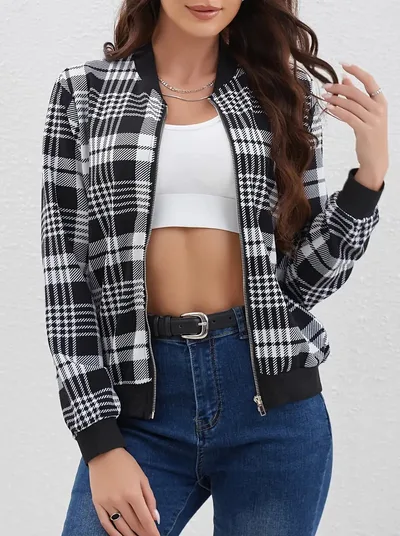 Fashionable All matching Women's Retro Plaid Coat G114Z126 3Xl - Shop at LoveMi