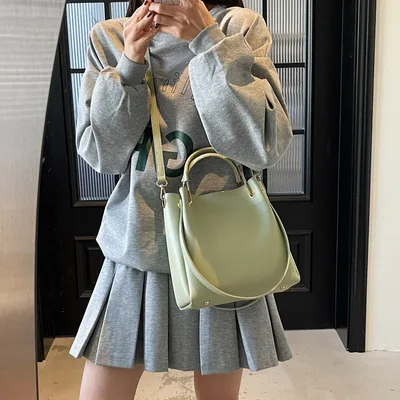 Bucket Bag Simple All match Portable Shoulder Crossbody Bags Green - Shop at LoveMi